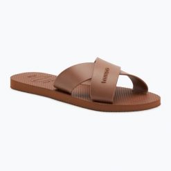 Klapki damskie Havaianas Aqua. Brązowe klapki Havaianas, bez wzorów, bez obcasa. Za 83.99 zł.
