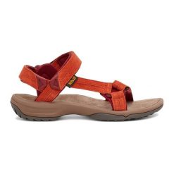 Sandały turystyczne damskie Teva Terra Fi Lite Suede. Brązowe sandały Teva, bez wzorów, sportowe, bez obcasa, bez zapięcia. Za 308.99 zł.