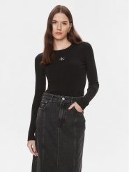 Calvin Klein Jeans Sweter Variegated J20J223233 Czarny Slim Fit. Czarne swetry Calvin Klein Jeans, l, bez wzorów, z bawełny, bez ramiączek. Za 119.99 zł.