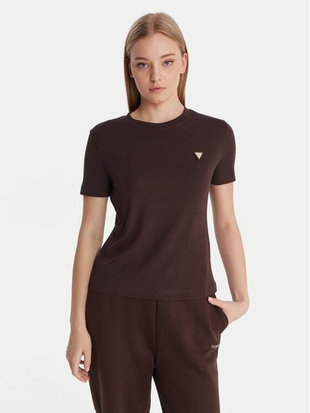 Guess T-Shirt V6RI17 KD741 Brązowy Regular Fit. Brązowe t-shirty Guess, xl, z aplikacjami, z bawełny, bez kołnierzyka, bez ramiączek. Za 179.99 zł.