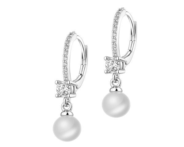 Kolczyki srebrne z perłami i cyrkoniami. Szare kolczyki Apart, z cyrkonią, srebrne. Za 199.00 zł.