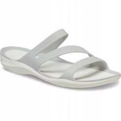 Klapki Dla Dorosłych Crocs Women's Swiftwater. Szare klapki Crocs, bez wzorów, z materiału, bez obcasa. Za 199.99 zł.