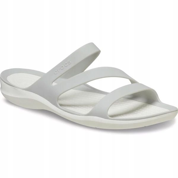Klapki Dla Dorosłych Crocs Women's Swiftwater. Szare klapki Crocs, bez wzorów, z materiału, bez obcasa. Za 199.99 zł.