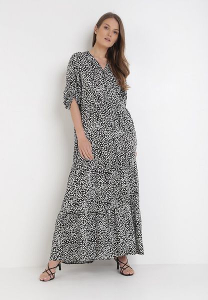 Czarna Sukienka Nemesia. Czarne sukienki Born2be, m, bez wzorów, z bawełny, bez kołnierzyka, bez ramiączek, maxi, rozkloszowane. Za 99.99 zł.