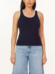 Scotch & Soda Top w kolorze granatowo-białym rozmiar: XS. Białe topy Scotch & Soda, xs, bez wzorów, prążkowane, bez kołnierzyka, bez ramiączek. Za 110.04 zł.