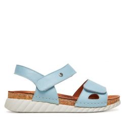 Sandały Comfortabel. Niebieskie sandały Comfortabel, bez wzorów, bez obcasa, na płaskiej podeszwie, bez zapięcia. Za 519.99 zł.