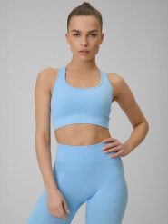4F Biustonosz treningowy bezszwowy z niskim wsparciem damski - niebieski XL/XXL. Niebieskie bielizna sportowa 4f, xl, bez wzorów, z materiału. Za 89.99 zł.