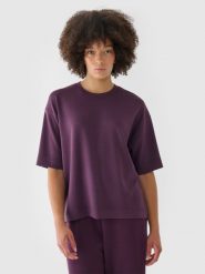 4F T-shirt regular z modalem damski - fioletowy M. Fioletowe t-shirty 4f, m, bez wzorów, z dzianiny, bez kołnierzyka, bez ramiączek. W wyprzedaży za 39.99 zł.