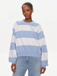 Tommy Jeans Bluza Letterman DW0DW17789 Niebieski Relaxed Fit. Niebieskie bluzy Tommy Jeans, xl, bez wzorów, z bawełny, bez kaptura. Za 309.99 zł.