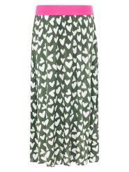 Zwillingsherz Spódnica "Hearts Allover" w kolorze khaki rozmiar: S/M. Brązowe spódnice Zwillingsherz, na co dzień, m, bez wzorów, z wiskozy, maxi, proste. Za 104.99 zł.