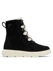 Sorel Botki Explorer III Joan 2077981010 Czarny. Czarne botki Sorel, bez wzorów, ze skóry, bez obcasa, na płaskiej podeszwie, bez zapięcia. Za 636.29 zł.