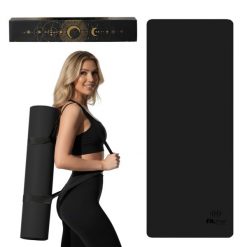 Mata do jogi minimalistyczna Fit.me 4mm kauczuk. Czarne paski FIT.ME, bez wzorów, z kauczuku, sportowe. Za 149.95 zł.