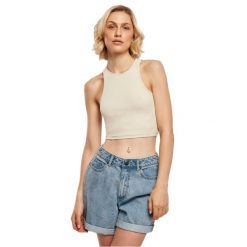 Damska koszulka typu tank top Urban Classics Cropped GT. Białe bluzki Urban Classics, bez wzorów, prążkowane, bez kołnierzyka, bez ramiączek. W wyprzedaży za 39.00 zł.