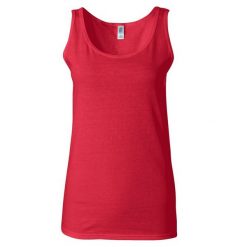 Miękka Koszulka Damska Bez Rękawów Bawełna. Czerwone koszulki sportowe GILDAN, bez wzorów, z bawełny, bez ramiączek. Za 40.99 zł.