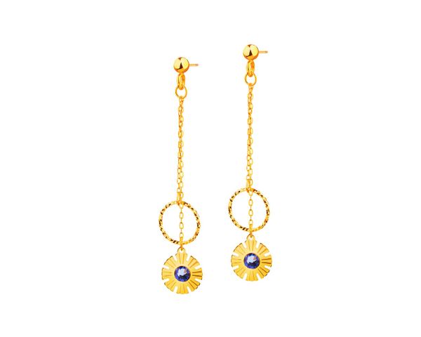 Złote kolczyki z cyrkoniami, ankier - kwiaty, koła. Żółte kolczyki Apart, z cyrkonią, złote. Za 899.00 zł.