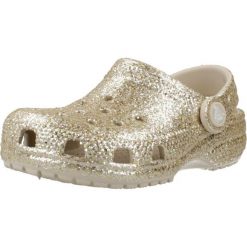 Sandały CROCS CLASSIC CHUNKY GLITT Złoty. Żółte sandały Crocs, bez wzorów, z gumy, bez obcasa, bez zapięcia. Za 159.99 zł.