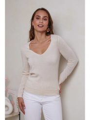 Soft Cashmere Kaszmirowy sweter w kolorze kremowym rozmiar: M. Brązowe swetry Soft Cashmere, m, bez wzorów, z kaszmiru, bez ramiączek. Za 198.10 zł.