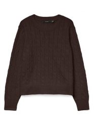 Vero Moda Sweter w kolorze ciemnobrązowym rozmiar: L. Brązowe swetry Vero Moda, l, bez wzorów, z materiału, bez ramiączek. Za 86.99 zł.