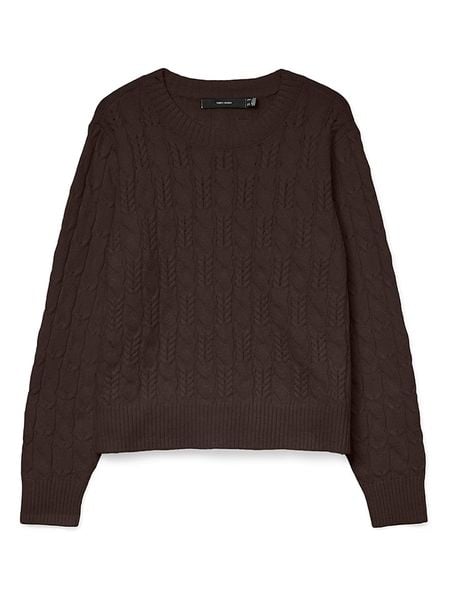 Vero Moda Sweter w kolorze ciemnobrązowym rozmiar: XS. Brązowe swetry Vero Moda, s, bez wzorów, z materiału, bez ramiączek. Za 65.23 zł.