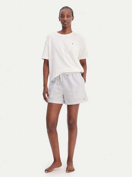 Tommy Hilfiger Piżama UW0UW06306 Biały Regular Fit. Białe piżamy TOMMY HILFIGER, bez wzorów, z bawełny, bez ramiączek. Za 259.99 zł.