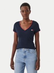 Tommy Jeans T-Shirt DW0DW22275 Niebieski Slim Fit. Niebieskie t-shirty Tommy Jeans, m, bez wzorów, z bawełny, bez kołnierzyka, bez ramiączek. Za 169.99 zł.