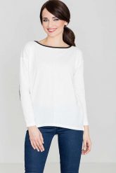 Ecru Sweter z Łatami na Rękawach. Brązowe swetry Katrus, l, bez wzorów, z elastanu, bez ramiączek. Za 179.00 zł.