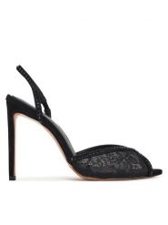 Eva Minge Sandały ROSE-SLT85016-208 Czarny. Czarne sandały Eva Minge, bez wzorów, z materiału, bez obcasa, na szpilce, bez zapięcia. Za 429.99 zł.