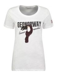 Geographical Norway Koszulka "Jeverything" w kolorze białym rozmiar: L. Białe bluzki Geographical Norway, l, bez wzorów, z bawełny, bez kołnierzyka, bez ramiączek. Za 43.99 zł.