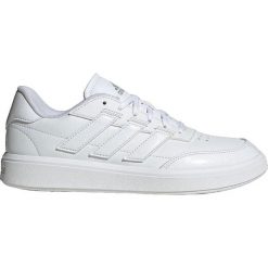 Buty sportowe adidas Courtblock Białe. Białe obuwie sportowe Adidas, z gumy, bez zapięcia. W wyprzedaży za 238.50 zł.