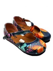 Goby Skórzane baleriny w kolorze granatowym ze wzorem rozmiar: 36. Niebieskie baleriny Goby, bez wzorów, bez obcasa. Za 195.99 zł.