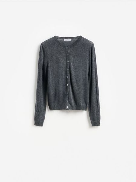 Kardigan z wełną - ciemnoszary. Szare kardigany Reserved, l, bez wzorów, z wełny. Za 129.99 zł.