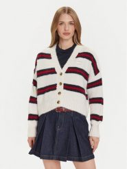 Tommy Jeans Kardigan Badge DW0DW21678 Écru Relaxed Fit. Kardigany Tommy Jeans, l, bez wzorów, z jeansu. Za 559.99 zł.