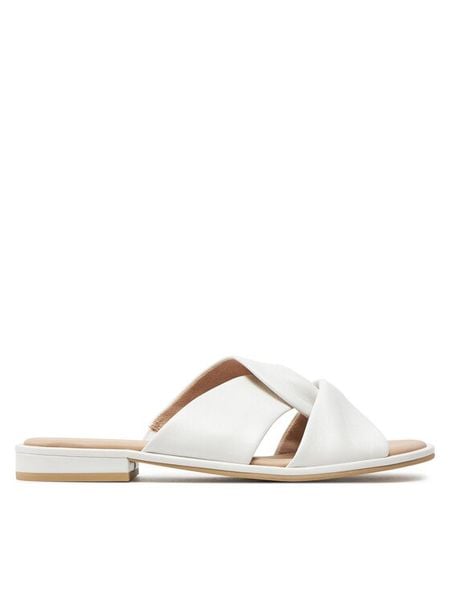 Caprice Klapki 9-27100-42 Biały. Białe klapki Caprice, bez wzorów, ze skóry, bez obcasa. Za 193.99 zł.