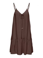 ONLY Sukienka letnia Misara 15373962 Brązowy ciemny Regular Fit. Brązowe sukienki Only, na lato, m, bez wzorów, z wiskozy, bez kołnierzyka, bez ramiączek. Za 149.99 zł.