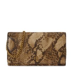 Torebka LAUREN RALPH LAUREN. Brązowe kopertówki Lauren Ralph Lauren, bez wzorów, bez dodatków. Za 989.99 zł.