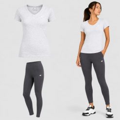 KOMPLET DAMSKI 4F T-SHIRT + LEGGINSY ZESTAW SPORTOWY NA CO DZIEŃ XL SS26. Legginsy 4f, uniwersalny, bez wzorów, z bawełny, na fitness i siłownię. Za 88.50 zł.