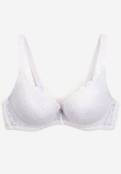 Biały Biustonosz Push-Up z Koronkowego Materiału Chrisianna. Białe biustonosze Born2be, bez wzorów, z koronki. Za 34.99 zł.
