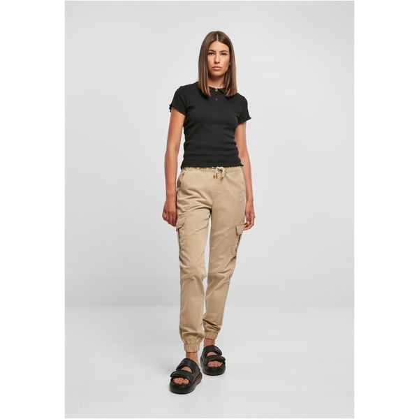 Koszulka polo damska duże rozmiary Urban Classics Rib. Czarne bluzki Urban Classics, bez wzorów, z bawełny, bez kołnierzyka, bez ramiączek. Za 183.50 zł.