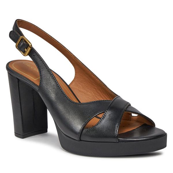 Sandały Geox. Czarne sandały Geox, bez wzorów, bez obcasa, na słupku, bez zapięcia. Za 659.99 zł.