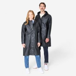 Parka na rower miejski Btwin 540 unisex przeciwdeszczowa. Czarne parki B'TWIN, s, z materiału, sportowe, bez kaptura. Za 339.99 zł.
