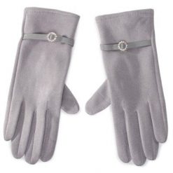 ACCCESSORIES 1W6-016-AW20 Szary. Szare rękawiczki ACCCESSORIES, bez wzorów, z bawełny. Za 29.99 zł.