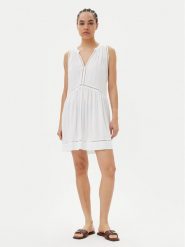 Seafolly Sukienka letnia Beach Basics 52931-DR Biały Regular Fit. Białe sukienki Seafolly, na lato, xs, bez wzorów, z wiskozy, bez kołnierzyka, bez ramiączek. Za 299.99 zł.