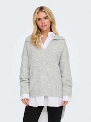 ONLY Sweter w kolorze jasnoszarym rozmiar: M. Szare swetry Only, m, bez wzorów, ze splotem, bez ramiączek. Za 105.95 zł.
