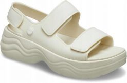 Klapki Dla Dorosłych Crocs Skyline. Brązowe klapki Crocs, bez wzorów, z materiału, bez obcasa. Za 209.99 zł.
