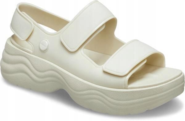 Klapki Dla Dorosłych Crocs Skyline. Brązowe klapki Crocs, bez wzorów, z materiału, bez obcasa. Za 209.99 zł.