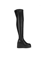 DeeZee Kozaki HY60195-2 Czarny. Czarne kozaki DeeZee, z materiału, bez obcasa, na koturnie, bez zapięcia. Za 249.99 zł.