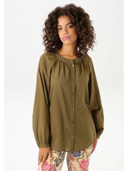 Aniston Bluzka w kolorze khaki rozmiar: 40. Brązowe bluzki Aniston, bez wzorów, z bawełny, bez kołnierzyka, bez ramiączek. Za 57.06 zł.