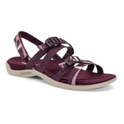 Sandały damskie Merrell District 3 Backstrap Web. Czerwone sandały Merrell, bez wzorów, sportowe, bez obcasa, bez zapięcia. Za 259.99 zł.