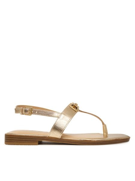 Guess Sandały FLJRMY LEM03 Złoty. Żółte sandały Guess, z aplikacjami, ze skóry, bez obcasa, na płaskiej podeszwie, bez zapięcia. Za 333.99 zł.