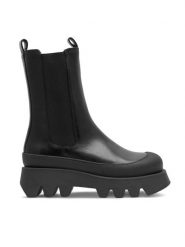 Badura Botki IDEM-01 Czarny. Czarne botki Badura, bez wzorów, ze skóry, bez obcasa, na płaskiej podeszwie, bez zapięcia. Za 359.99 zł.